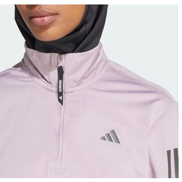 Adidas Women Own the Run Half-Zip Jacket Medium In Wonder Orchid NEW NWT - Picture 2 of 6